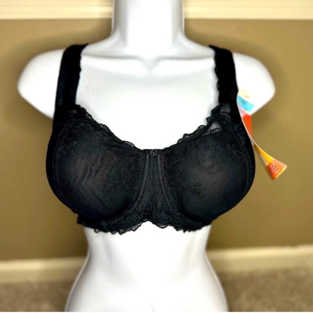 NWT Lilyette Black Lace Full-Coverage Bra